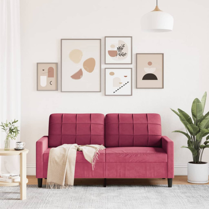 Dvivietė sofa, raudonojo vyno spalvos, 140cm, aksomas