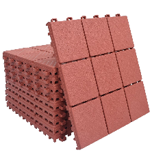 Grindų plytelės, 10vnt., raudonos, 30,5x30,5cm, plastikas