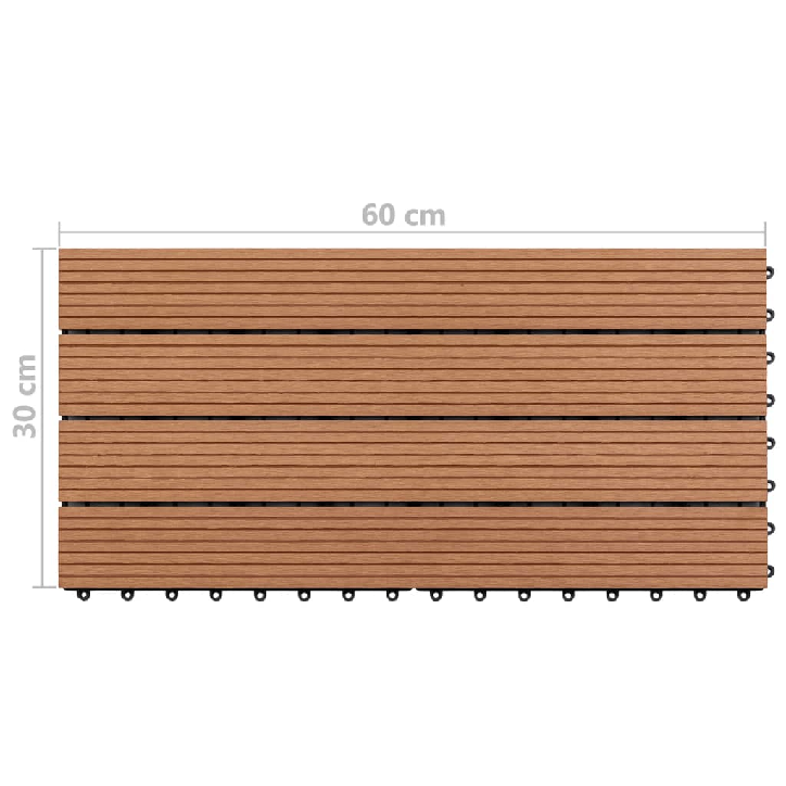 Plytelės, 6vnt., rudos spalvos, 60x30cm, WPC, 1m²