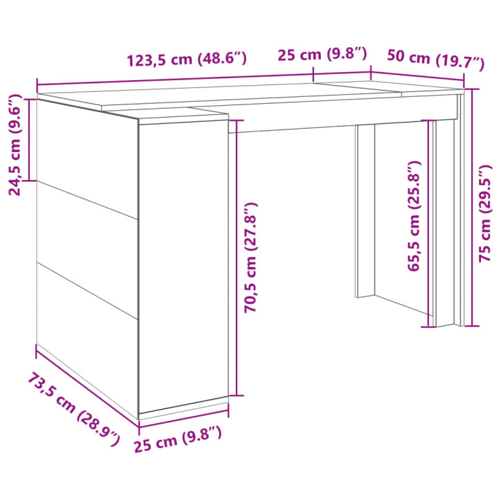 Biuro stalas, baltos spalvos, 123,5x73,5x75cm, apdirbta mediena