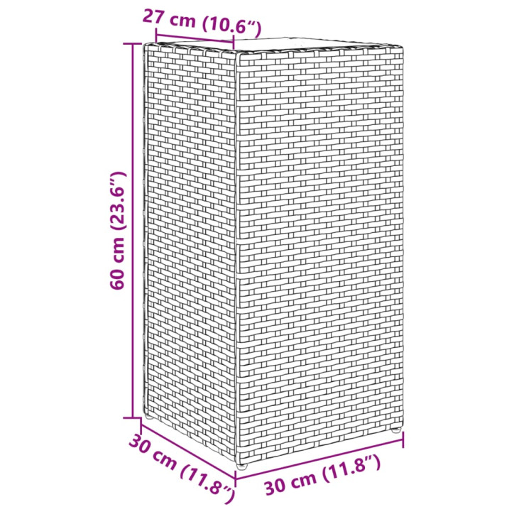 Sodo lovelis, pilkos spalvos, 30x30x60cm, poliratanas