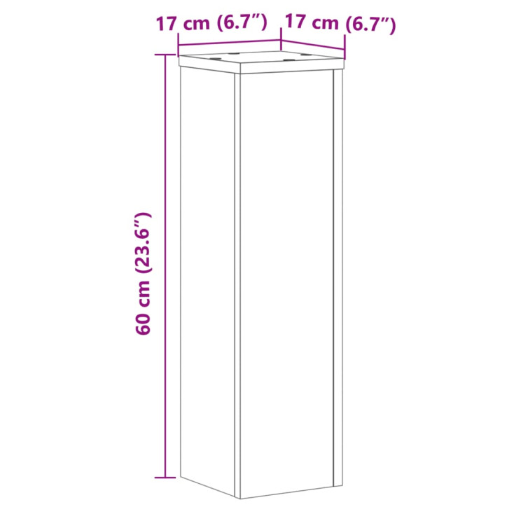 Stovai augalams, 2vnt., juodi, 17x17x60cm, apdirbta mediena