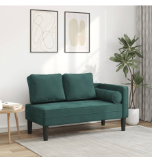 Poilsio sofa su pagalvėlėmis, tamsiai žalios spalvos, aksomas