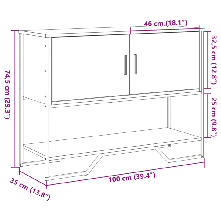 Konsolinis staliukas, juodas, 100x35x74,5cm, apdirbta mediena