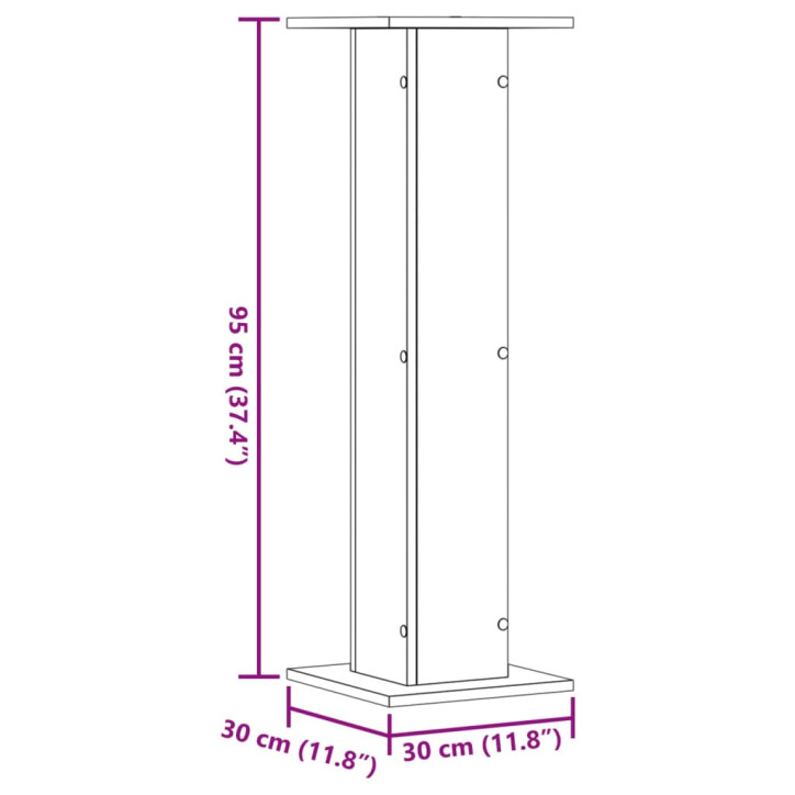 Stovai augalams, 2vnt., juodi, 30x30x95cm, apdirbta mediena