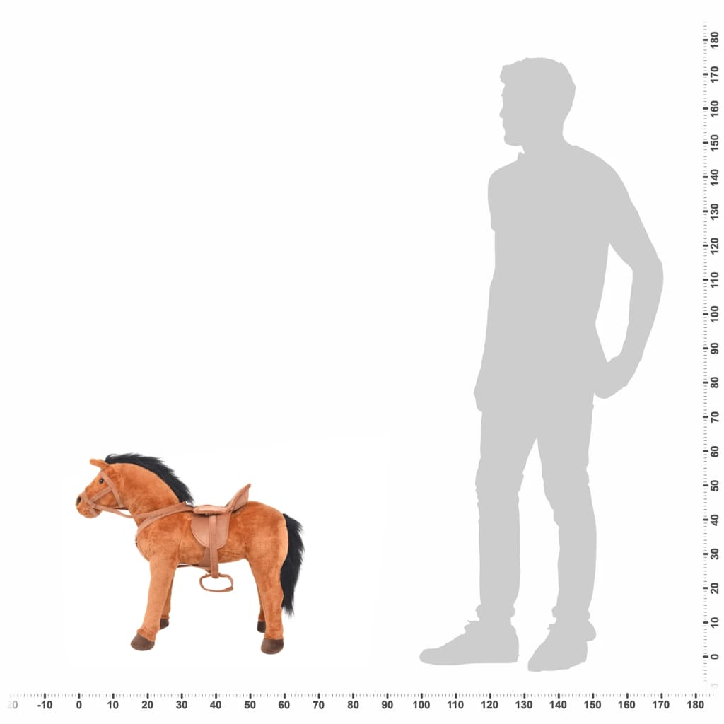 Stovintis žaislas žirgas, pliušinis, rudas