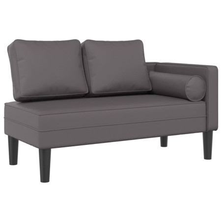 Poilsio sofa su pagalvėmis, pilka, dirbtinė oda