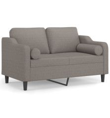 Dvivietė sofa su pagalvėlėmis, taupe spalvos, 120cm, audinys