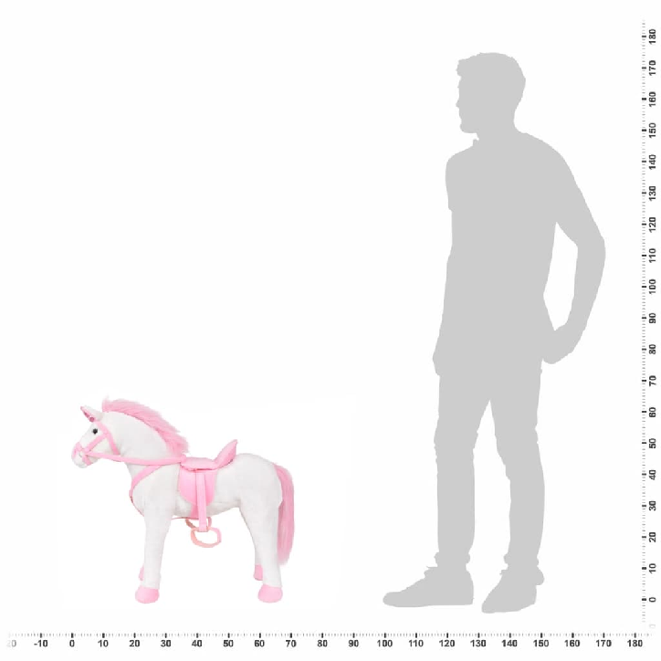 Stovintis pliušinis žaislas vienaragis, baltas ir rožinis, XXL