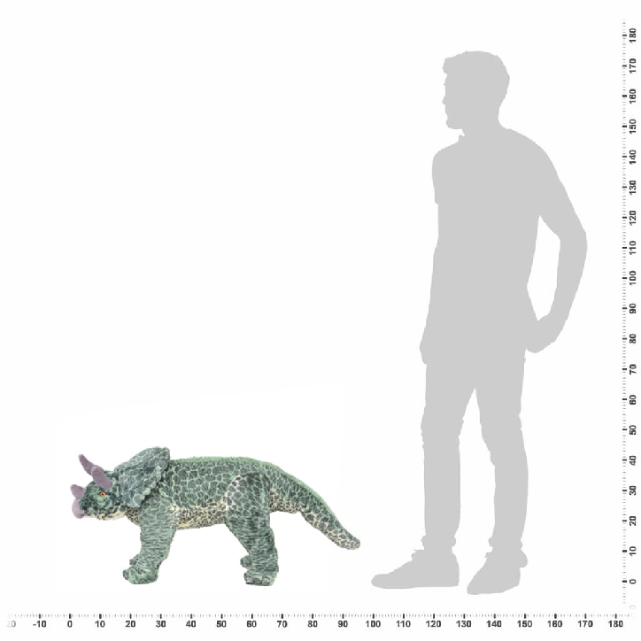 Pastat. pliušin. žaislas dinozauras triceraptorius, žalias, XXL