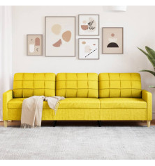 Trivietė sofa, šviesiai geltonos spalvos, 180cm, audinys