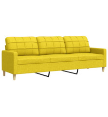 Trivietė sofa, šviesiai geltonos spalvos, 180cm, audinys