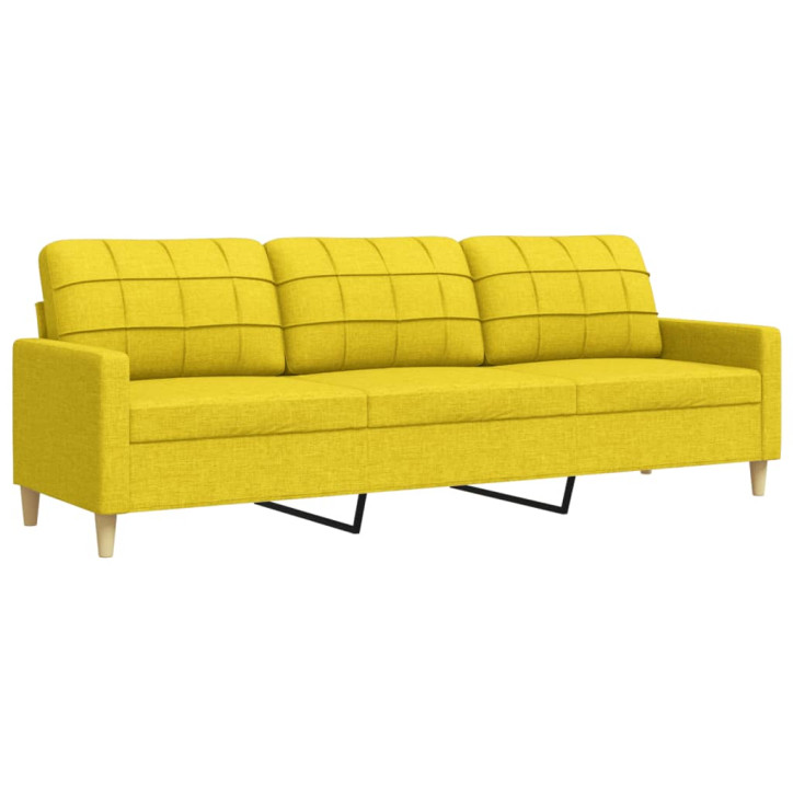 Trivietė sofa, šviesiai geltonos spalvos, 180cm, audinys