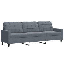 Trivietė sofa, tamsiai pilkos spalvos, 210cm, aksomas