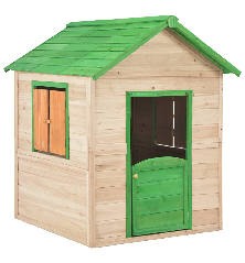 Vaikų žaidimų namelis, žalias, eglės mediena
