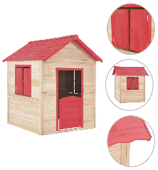 Vaikų žaidimų namelis, raudonas, eglės mediena