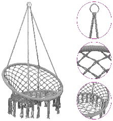 Hamakas-supama kėdė, pilkos spalvos, 80cm