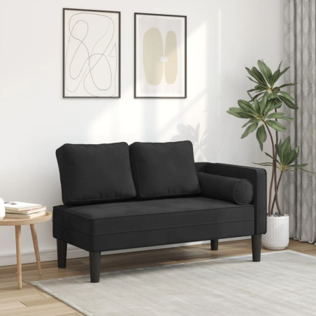 Poilsio sofa su pagalvėlėmis, juodos spalvos, aksomas