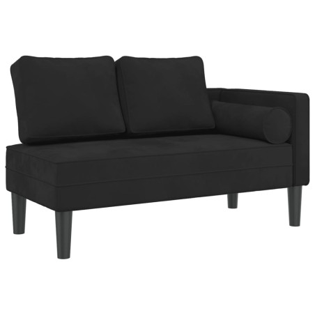 Poilsio sofa su pagalvėlėmis, juodos spalvos, aksomas