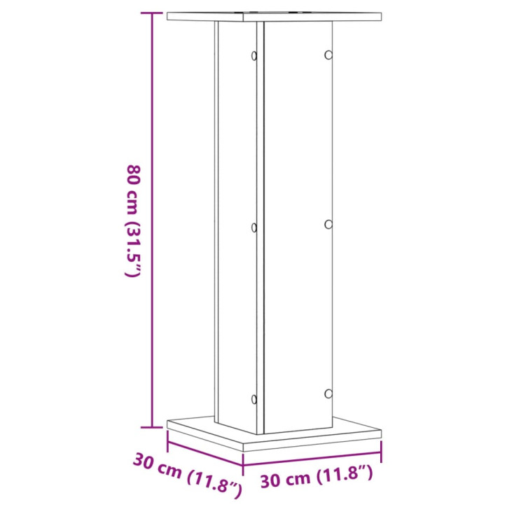 Stovai augalams, 2vnt., juodi, 30x30x80cm, apdirbta mediena