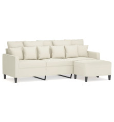 Trivietė sofa su pakoja, kreminės spalvos, 180cm, aksomas