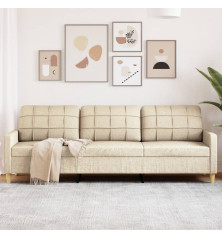 Trivietė sofa, kreminės spalvos, 210cm, audinys