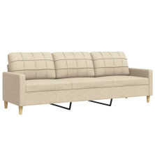 Trivietė sofa, kreminės spalvos, 210cm, audinys