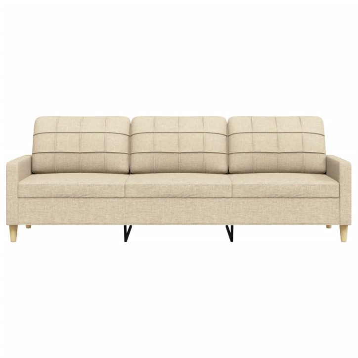 Trivietė sofa, kreminės spalvos, 210cm, audinys