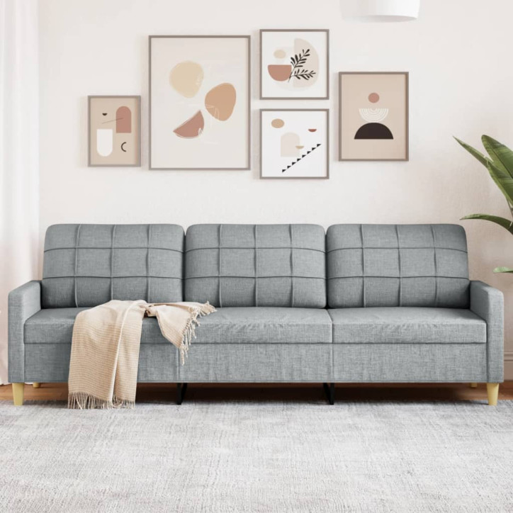 Trivietė sofa, šviesiai pilkos spalvos, 210cm, audinys