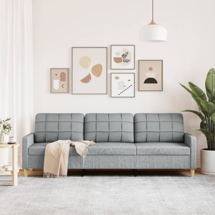 Trivietė sofa, šviesiai pilkos spalvos, 210cm, audinys