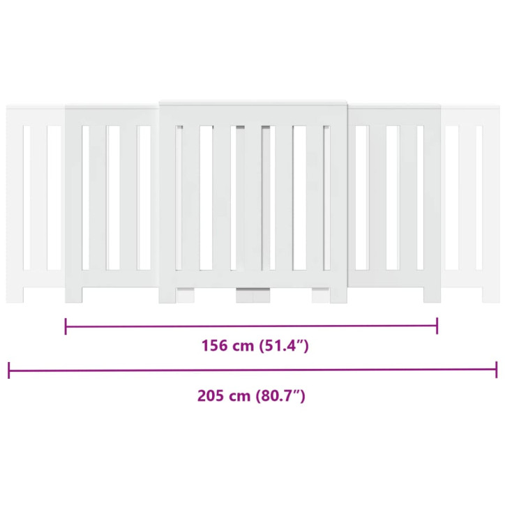 Radiatoriaus uždangalas, baltas, 205x21,5x83,5cm, mediena