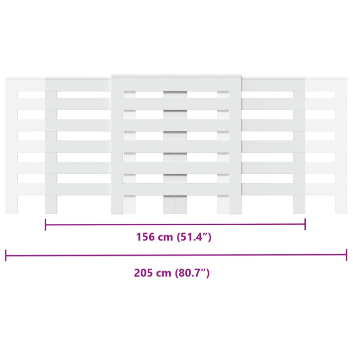 Radiatoriaus uždangalas, baltas, 205x21,5x83,5cm, mediena