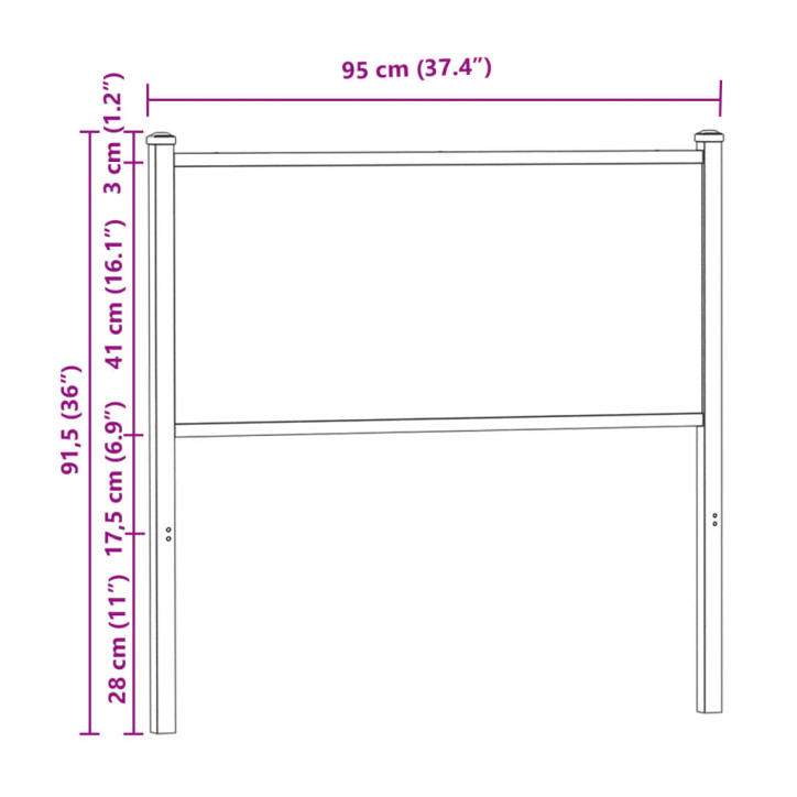 Galvūgalis, dūminio ąžuolo spalvos, 90cm, mediena ir plienas