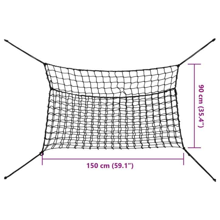 Šieno tinkleliai, 2vnt., juodas, 150x90cm, stačiakampis, PP