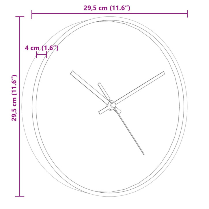 Sieninis laikrodis, auksinis/baltas, 29,5cm, PS/stiklas