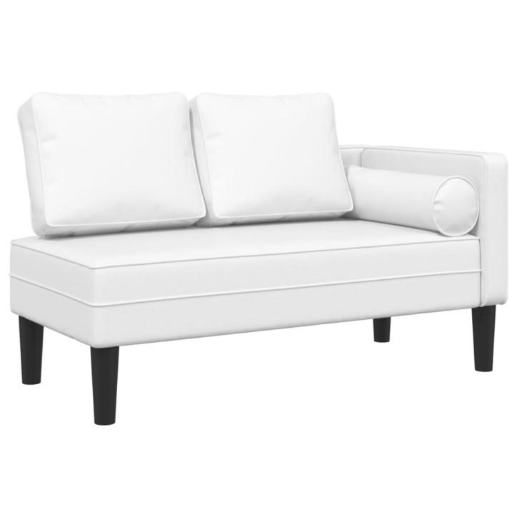 Poilsio sofa su pagalvėmis, balta, dirbtinė oda