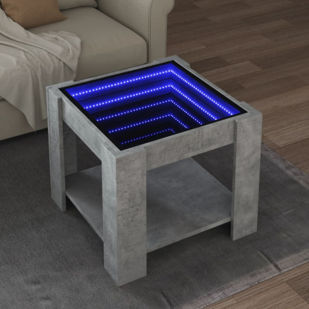 Kavos staliukas su LED, betono, 53x53x45cm, apdirbta mediena