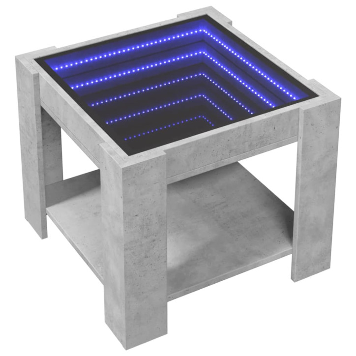 Kavos staliukas su LED, betono, 53x53x45cm, apdirbta mediena