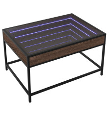 Kavos staliukas su Infinity LED lemputėmis, rudas, 70x50x41cm