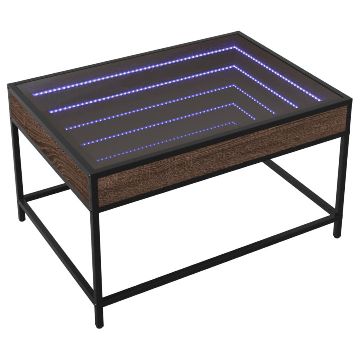 Kavos staliukas su Infinity LED lemputėmis, rudas, 70x50x41cm