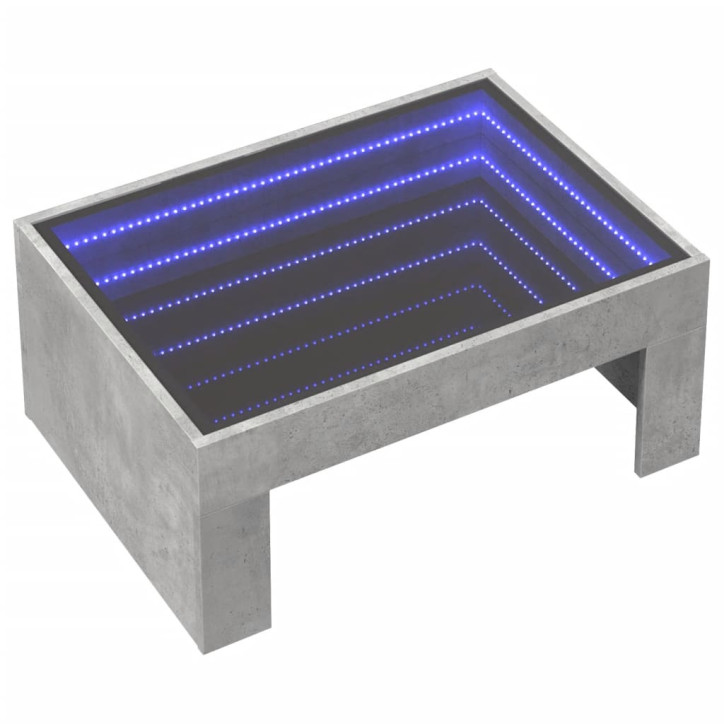 Kavos staliukas su Infinity LED lemputėmis, betono, 70x50x30cm