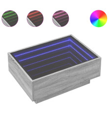 Kavos staliukas su LED, pilkas ąžuolo, 70x50x30cm, mediena