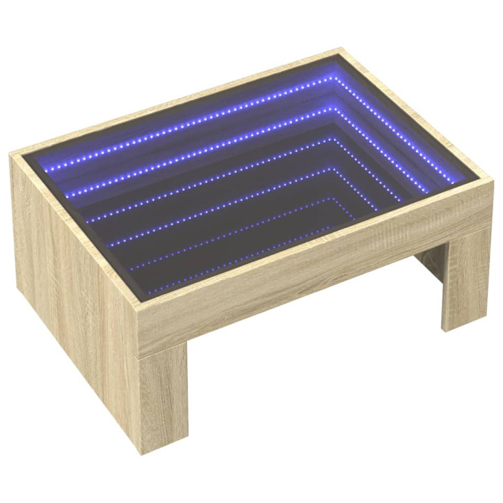 Kavos staliukas su Infinity LED lemputėmis, ąžuolo, 70x50x30cm