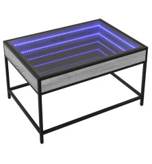 Kavos staliukas su Infinity LED lemputėmis, pilkas, 70x50x41cm