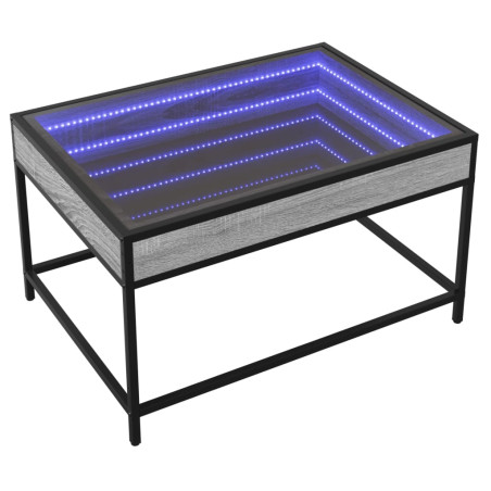 Kavos staliukas su Infinity LED lemputėmis, pilkas, 70x50x41cm