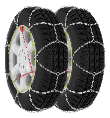 Sniego grandinės padangoms, 2vnt., 390 dydžio, 16mm, SUV 4x4