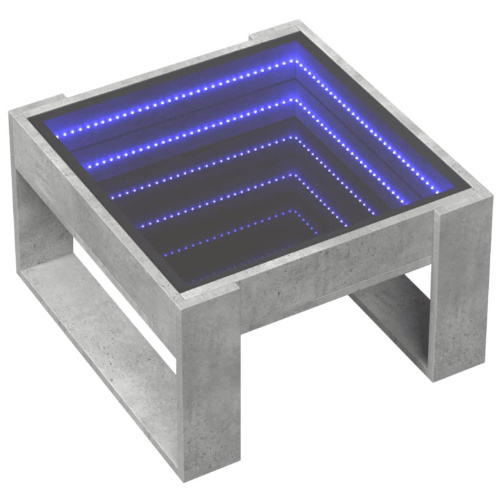 Kavos staliukas su Infinity LED lemputėmis, betono, 50x53x30cm