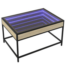 Kavos staliukas su Infinity LED lemputėmis, ąžuolo, 70x50x41cm