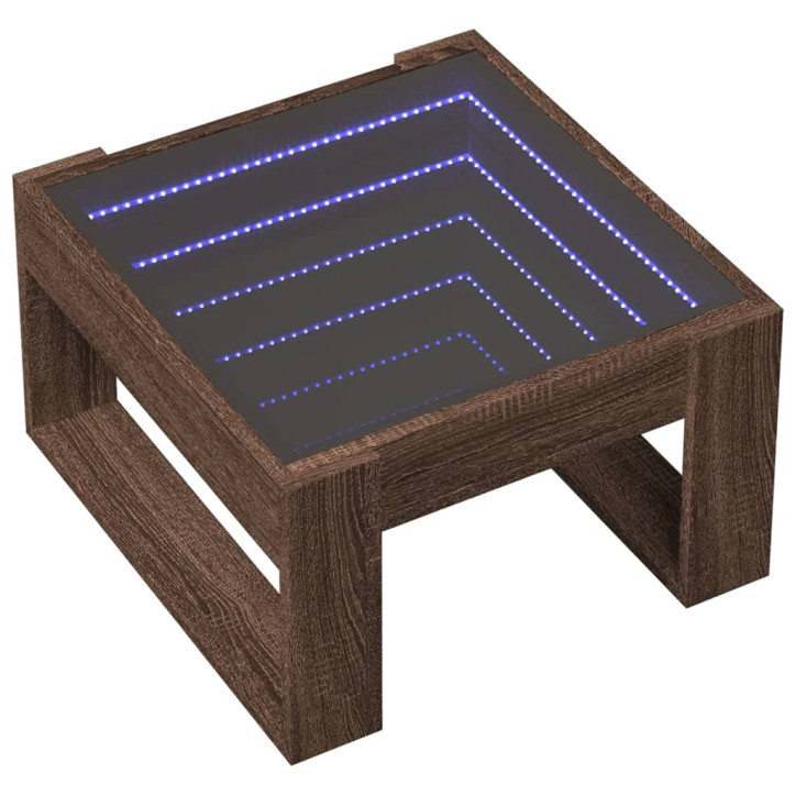 Kavos staliukas su Infinity LED lemputėmis, rudas, 50x53x30cm