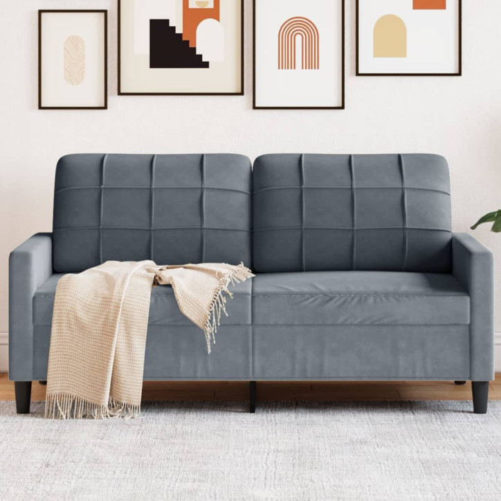 Dvivietė sofa, tamsiai pilkos spalvos, 140cm, aksomas